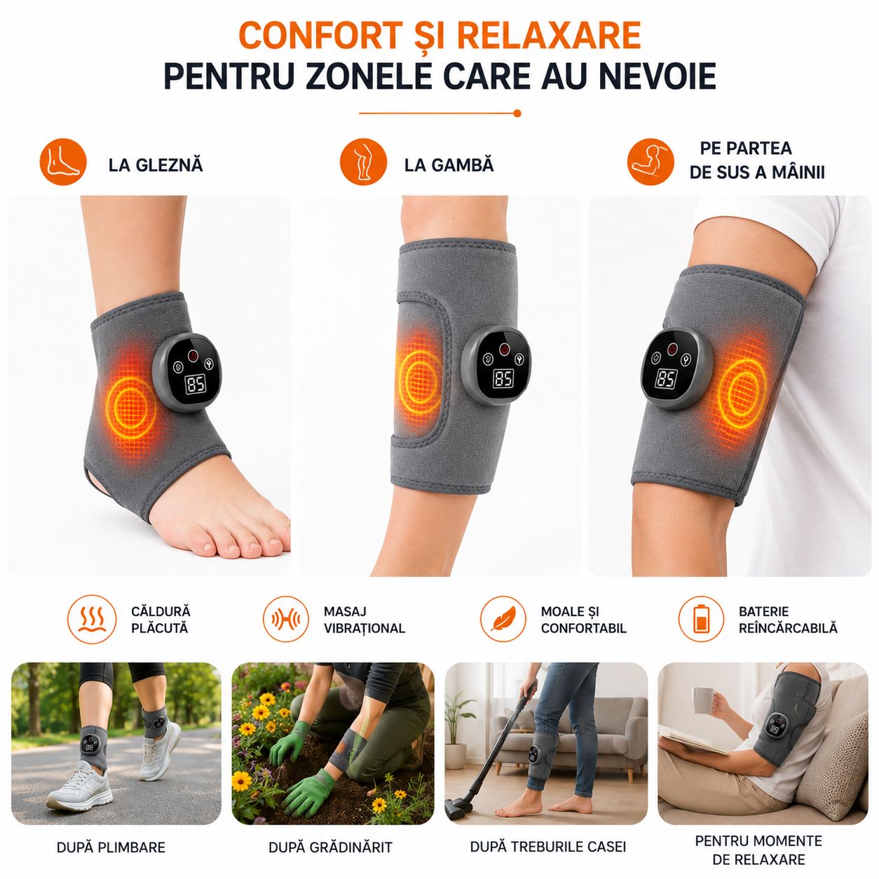Gleznă, Gambă și Braț – Masaj cu Încălzire